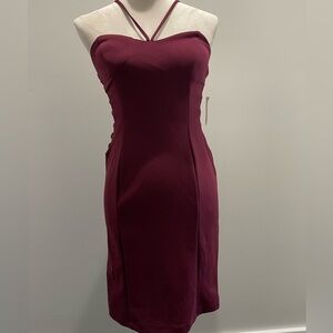 Jodi Kristopher Strapless Burgundy Dress